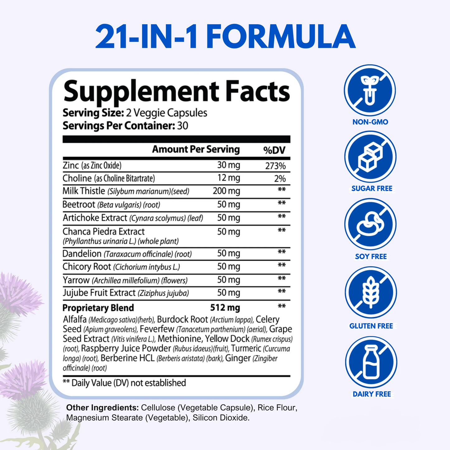 Zora Nutrition Milk Thistle 200mg Extract with Dandelion & Beetroot, Daily Botanical Supplement, 60 Vegetarian Capsules