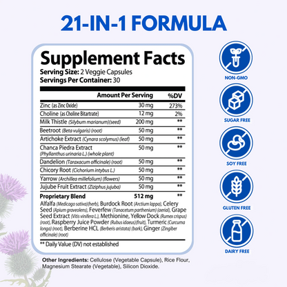 Zora Nutrition Milk Thistle 200mg Extract with Dandelion & Beetroot, Daily Botanical Supplement, 60 Vegetarian Capsules